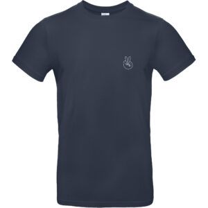 Herren Shirt in der Farbe navy mit weißem "Peace" Handzeichen Aufdruck auf der linken Brustseite