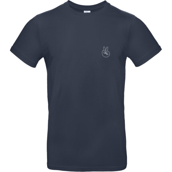 Herren Shirt in der Farbe navy mit weißem "Peace" Handzeichen Aufdruck auf der linken Brustseite
