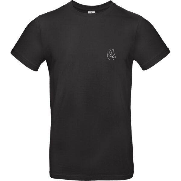 Herren Shirt in der Farbe schwarz mit weißem "Peace" Handzeichen Aufdruck auf der linken Brustseite