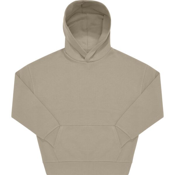 Oversize Hoodie (sandfarben) mit Kängerutasche (Vorderseite)
