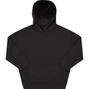 Oversize Hoodie (schwarz) mit Kängerutasche (Vorderseite)