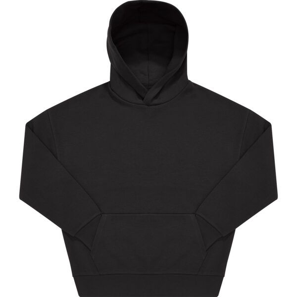 Oversize Hoodie (schwarz) mit Kängerutasche (Vorderseite)