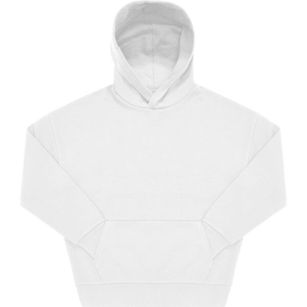 Oversize Hoodie (weiß) mit Kängerutasche (Vorderseite)