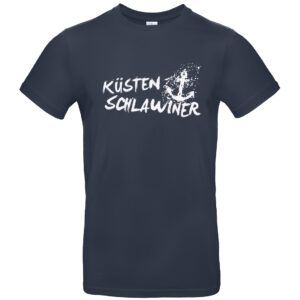 Navyblaues Ostsee T-Shirt mit Aufdruck “Küstenschlawiner“ und Anker Dekorationselement