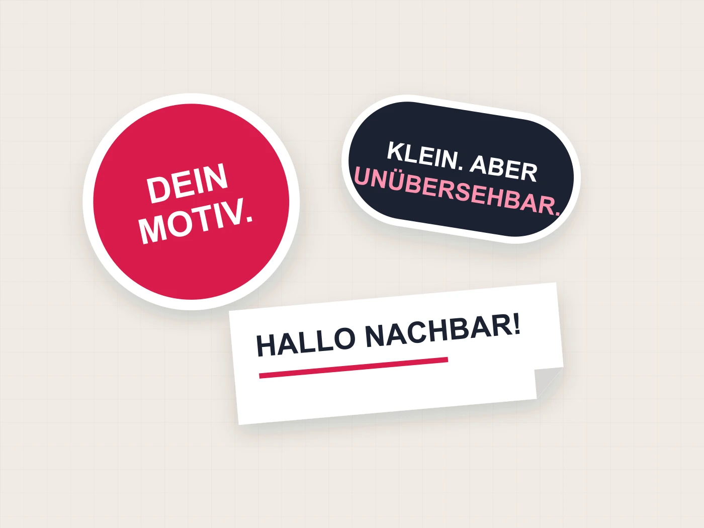 Gestaltungsbeispiel für Aufkleber – keine Projektfotografie